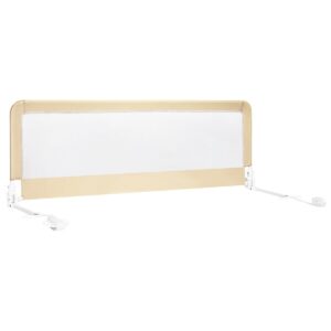 59 Inch Folding Breathable Baby Bed Rail Guard with Safety Strap-Beige - Color: Beige
