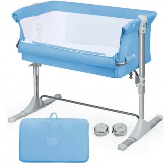 Travel Portable Baby Bed Side Sleeper Bassinet Crib with Carrying Bag-Blue - Color: Blue - Image 2