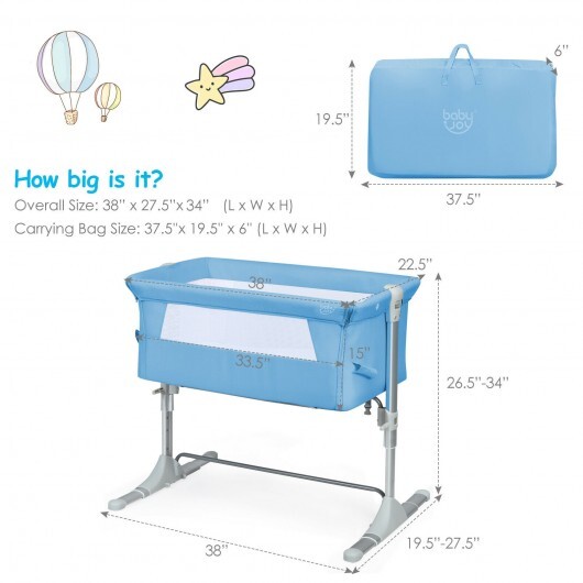 Travel Portable Baby Bed Side Sleeper Bassinet Crib with Carrying Bag-Blue - Color: Blue - Image 3