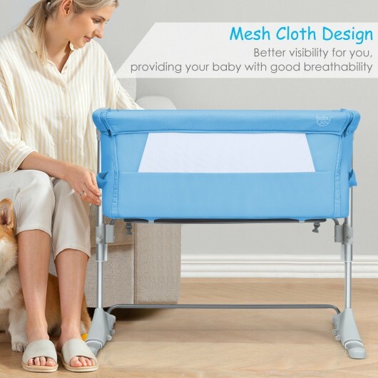 Travel Portable Baby Bed Side Sleeper Bassinet Crib with Carrying Bag-Blue - Color: Blue - Image 5