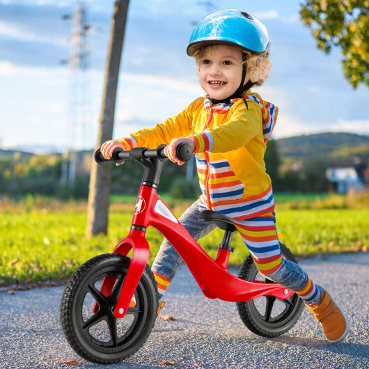 Kids Balance Bike with Rotatable Handlebar and Adjustable Seat Height-Red - Color: Red - Image 2