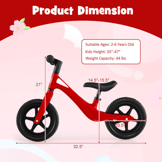 Kids Balance Bike with Rotatable Handlebar and Adjustable Seat Height-Red - Color: Red - Image 4