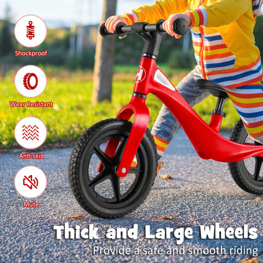 Kids Balance Bike with Rotatable Handlebar and Adjustable Seat Height-Red - Color: Red - Image 5