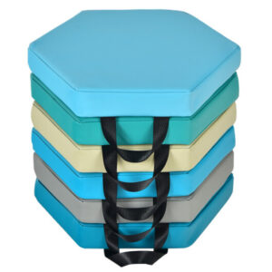 6 Pieces Multifunctional Hexagon Toddler Floor Cushions Classroom Seating with Handles-Blue - Color: Blue
