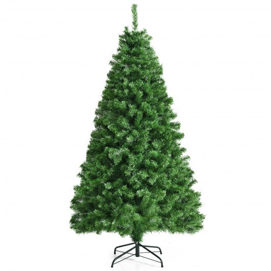 6 Feet Pre-lit Fiber Optic Artificial Christmas Tree with 617 Branch Tips - Color: Green - Size: 6 ft