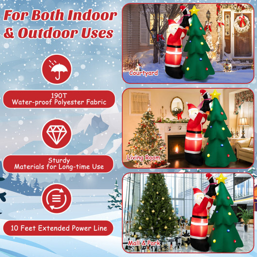 6 Feet Inflatable Christmas Tree and Santa Claus with LED and Air Blower - Color: Multicolor - Image 3