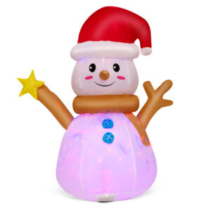 4 Feet Inflatable Christmas Snowman with 360?&deg; Rotating Colorful LED Light - Color: Multicolor