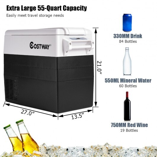 55 Quarts Portable Electric Car Refrigerator-Silver - Color: Silver - Image 5