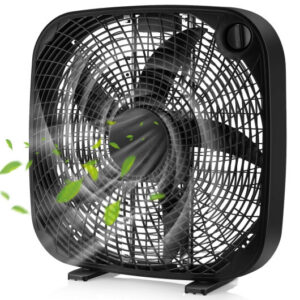 20 Inch Box Portable Floor Fan with 3 Speed Settings and Knob Control-Black - Color: Black