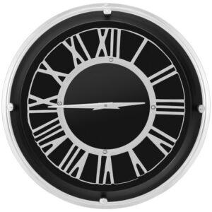 13.5/17.5 Inch Silent Wall Clock with Silver Frame-S - Color: Black - Size: S
