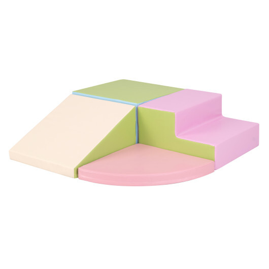 4-Piece Climb and Crawl Foam Block Play Set for Infant Baby-Pink - Color: Pink