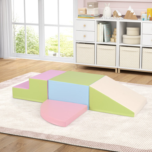 4-Piece Climb and Crawl Foam Block Play Set for Infant Baby-Pink - Color: Pink - Image 2
