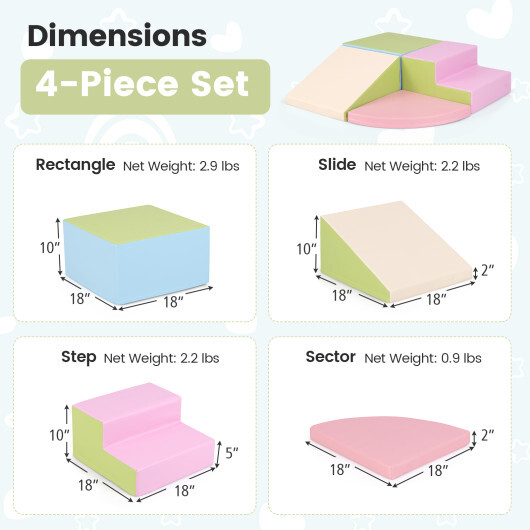 4-Piece Climb and Crawl Foam Block Play Set for Infant Baby-Pink - Color: Pink - Image 5