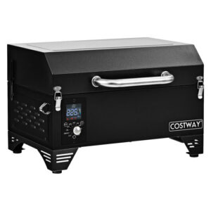 Outdoor Portable Tabletop Pellet Grill and Smoker with Digital Control System for BBQ-Black - Color: Black