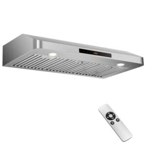 35.5/29.5 Inch Under Cabinet Range Hood 900 CFM Kitchen Vent with 4 Fan Speed-35.5 Inch - Color: Silver - Size: 36 inches