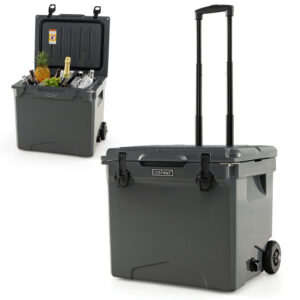 42 Quart Hard Cooler with Wheels and Handle - Color: Gray