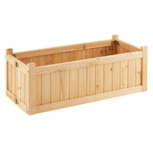 Folding Wooden Raised Garden Bed with Removable Bottom for Herbs Fruits Flowers - Color: Natural