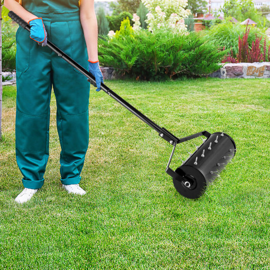 18/21 Inch Manual Lawn Aerator with Detachable Handle-18 inches - Color: Black - Size: 18 inches - Image 2