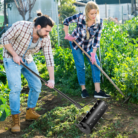 18/21 Inch Manual Lawn Aerator with Detachable Handle-18 inches - Color: Black - Size: 18 inches - Image 3