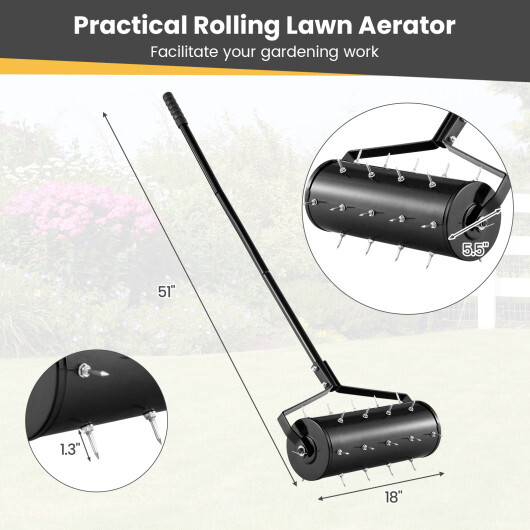 18/21 Inch Manual Lawn Aerator with Detachable Handle-18 inches - Color: Black - Size: 18 inches - Image 4