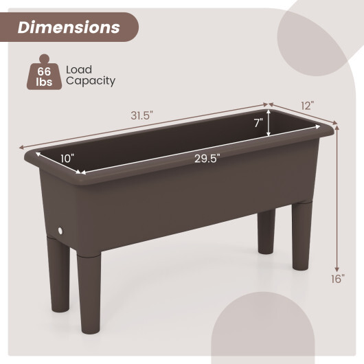 2 Pieces Raised Garden Beds Self-Watering Planter Box with Detachable Legs and Drainage Hole-Coffee - Color: Coffee - Image 5