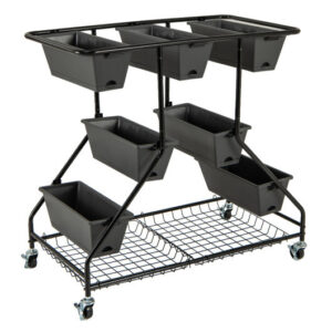 Vertical Raised Garden Bed with 7 Planter Boxes and Storage Baskets-Black - Color: Black