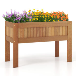 Wooden Raised Garden Bed Solid Wood Elevated Planter Box with Legs - Color: Natural