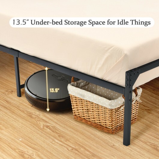 Platform Full/Queen Bed with Rustic Headboard and Footboard-Queen Size - Color: Black - Size: Queen Size - Image 3