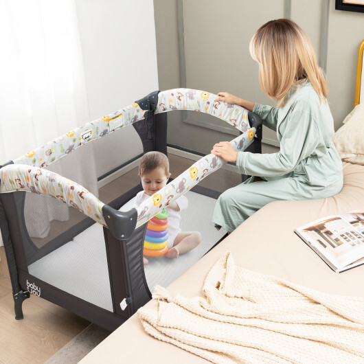 Portable Tri-fold Pack and Play Mattress Pad with Gel-Infused Memory Foam-White - Color: White - Image 3