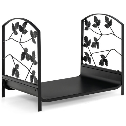 19 Inch Heavy-Duty Firewood Rack with 110 lbs Load Capacity - Color: Black