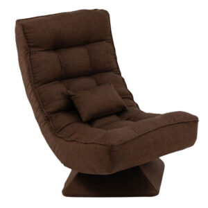 5-Level Adjustable 360?&deg; Swivel Floor Chair with Massage Pillow-Brown - Color: Brown