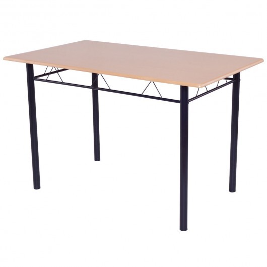 5 Pieces Wood Metal Dining Table Set with 4 Chairs-Natural - Color: Natural - Image 5