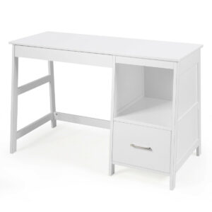 47.5 Inch Modern Home Computer Desk with 2 Storage Drawers-White - Color: White