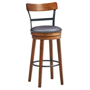 30.5 Inch 360-Degree Swivel Stools with Leather Padded Seat - Color: Brown - Size: 30.5 inches