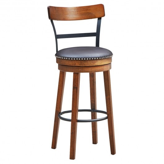 Set of 2 30.5 Inch Swivel Pub Height Bar Stool - Color: Brown - Size: 30.5 inches - Image 5