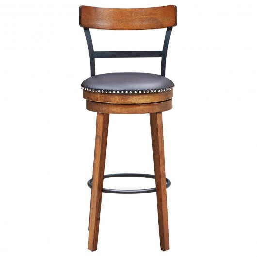 Set of 2 30.5 Inch Swivel Pub Height Bar Stool - Color: Brown - Size: 30.5 inches - Image 6