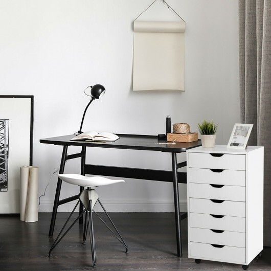 7-Drawer Chest Storage Dresser Floor Cabinet Organizer with Wheels-White - Color: White - Image 2