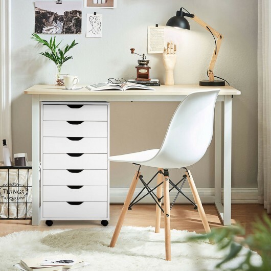 7-Drawer Chest Storage Dresser Floor Cabinet Organizer with Wheels-White - Color: White - Image 4