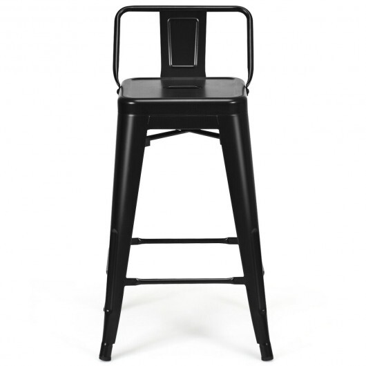 24 Inch Set of 4 Cafe Side Chairs with Rubber Feet and Removable Back-Black - Color: Black - Image 5