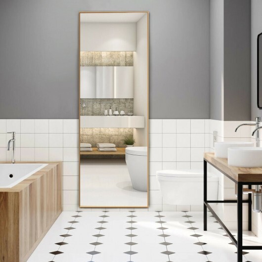 59 Inch Full Length Mirror Large Rectangle Bedroom Mirror-Golden - Color: Golden - Image 4