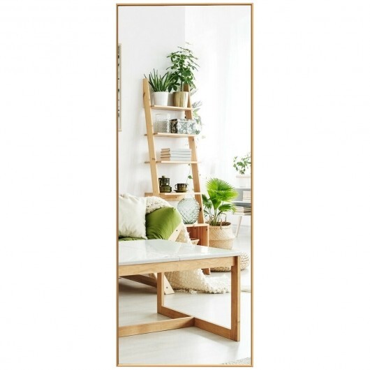 59 Inch Full Length Mirror Large Rectangle Bedroom Mirror-Golden - Color: Golden - Image 5