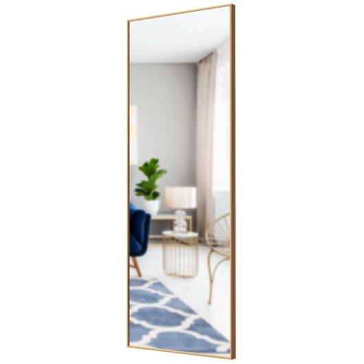 59 Inch Full Length Mirror Large Rectangle Bedroom Mirror-Golden - Color: Golden - Image 6