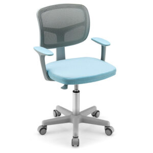 Adjustable Desk Chair with Auto Brake Casters for Kids-Blue - Color: Blue