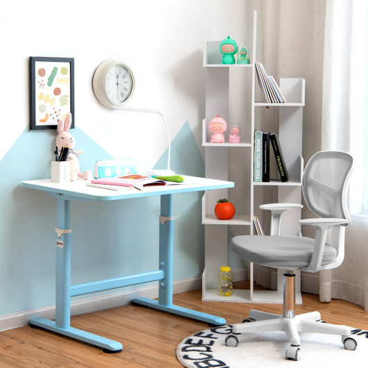 Adjustable Desk Chair with 5 Rolling Casters for Kids-Gray - Color: Gray - Image 2