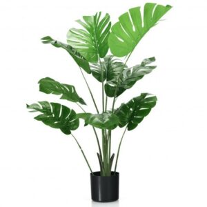 4 Feet Artificial Monstera Deliciosa Tree with 10 Leaves of Different Sizes - Color: Green