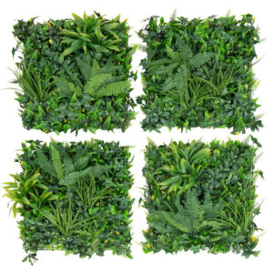 4 Pieces 20 x 20 Inch Artificial Hedge Boxwood Panels with Diverse Leaves - Color: Green
