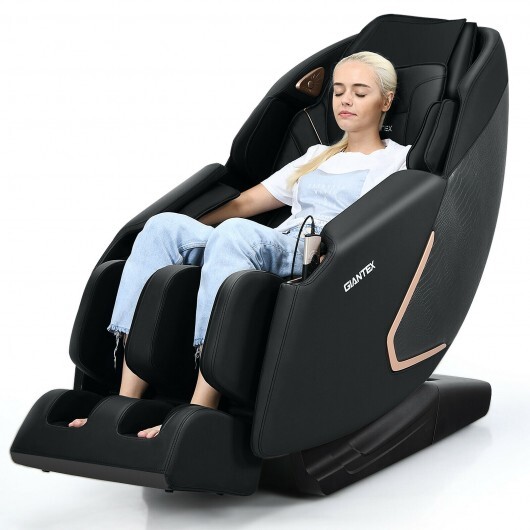 Soothe 10-Full Body Zero Gravity Massage Chair with SL Track Heat Installation-free-Black - Color: Black - Image 2