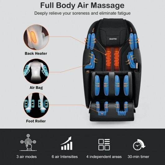 Soothe 10-Full Body Zero Gravity Massage Chair with SL Track Heat Installation-free-Black - Color: Black - Image 3