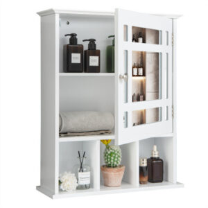 Wall Mounted and Mirrored Bathroom Cabinet-White - Color: White