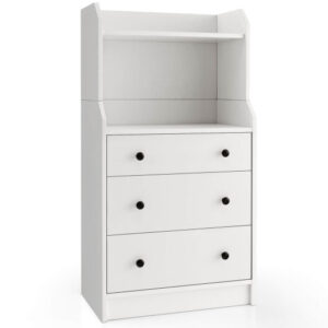 Modern Storage Dresser with Anti-toppling Device-White - Color: White